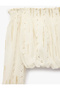 Viscose Crinkle Fabric Gipeli Long Balloon Sleeves Sequin Embroidery Detailed Off-The-Shoulder Crop Blouse - 5