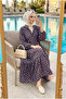 Women's Polka Dot Layered Hijab Dress (Unlined) - 2