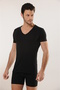 Men's V-Neck Short Sleeve Cotton Lycra 3-Piece Undershirt 712-713