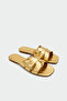 Taya Asymmetrical Cut Women's Gold Flat Slippers - 2