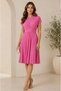 Women's Crew Neck Tie Waist Skirt Pleated Stylish Half Sleeve Design Dress - 4