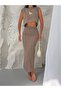 Premium Woven Fabric Crop Blouse and Midi Skirt Two-Piece Set - 2