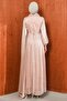 Draped Janjan Evening Dress with Powder Collar and Stones - 5