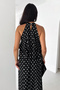 Women's Polka Dot Layered Halter Neck Midi Summer Dress with Ruffle Detail - 4