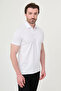 Plain Slim Fit Polo Collar Metal Buttoned 100% Cotton Short Sleeve Men's T-Shirt White - 36880.26Y - 4