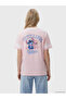 Xside Pink Stitch Printed 100% Cotton Oversize Women's T-Shirt - 4
