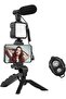 PK-773 Video Vlogger Kit – Microphone, LED Fill Light & Mini Tripod for Mobile Phone Vlogging, YouTube, TikTok, Video Recording