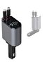 4-in-1 Car Charger with Dual Retractable Cable, Dual Port USB C PD Fast Charging Car Adapter