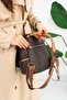 Women's Brown-Tan Backpack with Logo Print, Zipper Closure, Top Handle, Mini Size - 3