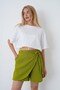 Women's Summer 100% Cotton Muslin Short Skirt with Elastic Waist and Tie Detail - 6