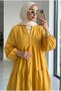 Women's Dark Yellow Modal Fabric Layered Hijab Dress (Unlined) - 5