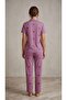 Women's Short Sleeve Pink Striped Summer Buttoned Pajama Set - 3