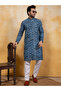 Mens Floral Printed Cotton Kurta Set - 5