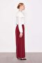 Burgundy Wide Leg Elastic Waist Pants - 3
