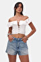 شورت جينز نسائي أزرق 4s6-32 من ماركة Mom Mini Fit - 4