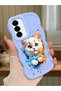 Samsung Galaxy A36 5g Compatible Case Camera Protector Blue Silicone Couple Phone Case Cat Pattern