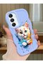 Samsung Galaxy A16 Compatible Case Camera Protector Blue Silicone Couple Phone Case Cat Pattern