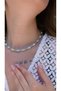 Gold Blue Crystal Bead Detail Necklace - 2