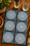Mandala Style Floral Illustration Modern Set of 6 Coasters - Uv Printing Mdf - 10X10 cm