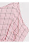 Peak New Season Pink Plaid Rope Strap Ruffle Linen Blend Blouse - 6