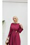 Women's Buttoned Buckle Belt Detailed Hijab Dress - 5