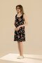 Women's Viscose Hydrangea Floral Printed Thick Strap Home Dress 9305 Black - 2