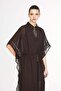 Tassel Detailed White Piping Brown Long Pareo 1003 - 4