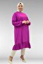 68033 Plus Size Skirt with Ruffles Maroken Tunic - Fuchsia