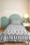 Gray Geometric Modern Young Room Single Pique Set-Black and White 160X220 cm Quilted Bedspread - 5