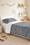 Blue Gray Geometric Youth Room Single Pique Set-Modern Zigzag 160X220 cm Quilted Bedspread - 4