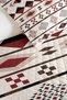 Ethnic Geometric Burgundy Young Room Single Pique Set - Bohemian Black Cream 160X220 cm Bedspread - 3