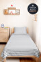 Gray Striped Modern Young Room Single Pique Set - Minimal 160X220 cm Quilted Bedspread