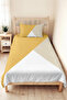 Yellow Geometric Modern Young Room Single Pique Set - Ecru Quilted 160X220 cm Bedspread - 6