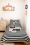 Black Striped Cactus Young Girl's Room Single Pique Set - Powder Gray 160X220 cm Bedspread - 6