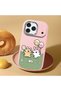 iPhone 17 Pro Compatible Case Camera Protector Pink Silicone Couple Phone Case with Line Pattern - 2