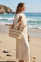 Striped Straw Bag - Beige Cnt2608-2
