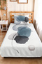 Blue Geometric Young Room Single Pique Set - Gray Minimal 160X220 cm Quilted Bedspread - 5