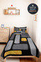 Geometric Anthracite Yellow Young Room Single Pique Set - Modern Gray 160X220 cm Bedspread