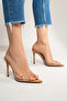 Women's Pointed Toe Thin Heeled Transparent Strap Slippers Sona Mantara Transparent - 7
