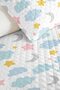 Cloud Star Blue Children's Room Single Pique Set-Pastel Moon Gray 160X220 cm Quilted Bedspread - 3