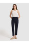 Navy Blue Carrot Fit Fabric Trousers 50319939-Vr033