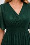 Women's Double Breasted Collar Short Sleeve Tulle Sleeve Lycra Stretchy Glitter Lined Long Khaki Evening Dress - 2