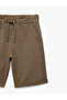 Comfortable Fit Waist Tie-Detail Pocketed Textured Shorts - 3