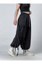 Women's Black Wide Leg Loose Trousers with Rope Detail Coc3237 - 3