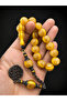 Gold Leaf Mascot Model Airplane Glass Rosary 14 mm Efe Tesbihi Oxidized Special Design Tassel - 2