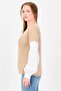 Women Crew Neck Long Sleeve Two Tone Sweater, Multicolor - 2