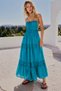 Petrol Color Strapless Backless Imported Bohemian Dress - 2