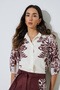 Burgundy Border Placement Print Floral Shirt