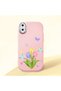 iPhone XS Max Compatible Case Camera Protector Pink Silicone Couple Phone Case with Floral Pattern
