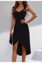 Women's Strappy V-Neck Bird Eye Detailed Side Tie Midi Viscose Dress - 3